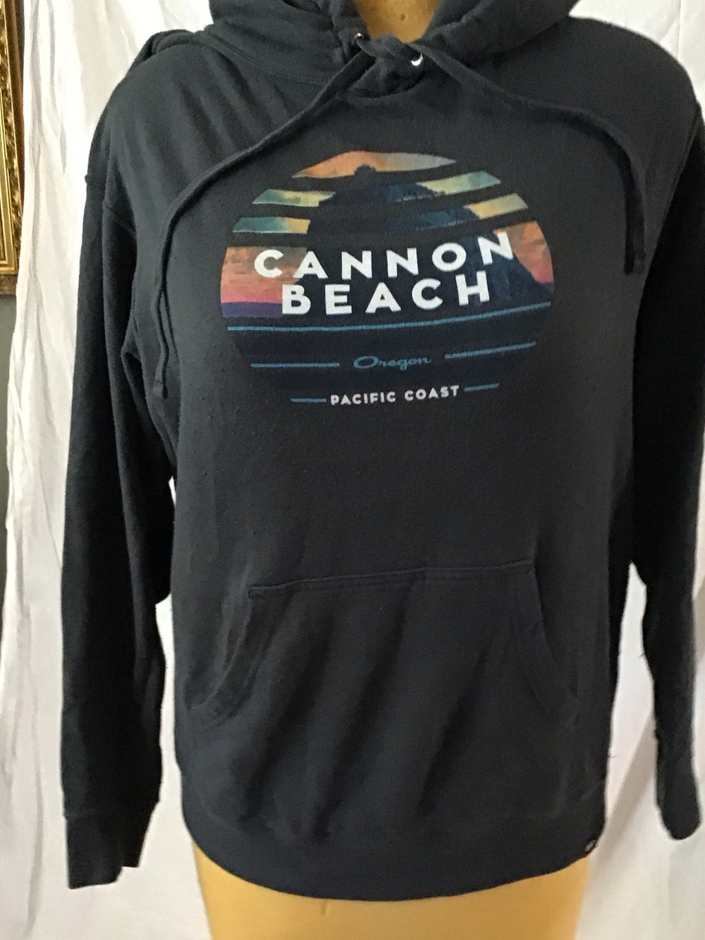Cannon Beach Graphic Black Hooded Sweatshirt